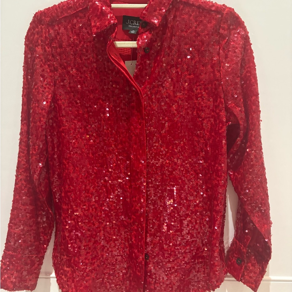 J. Crew Red Sequin Blouse-Valentines/Holiday